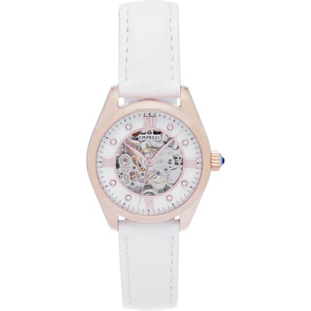 Keizerin Magnolia Automatic MOP Skeleton Dial Leather-Band Watch