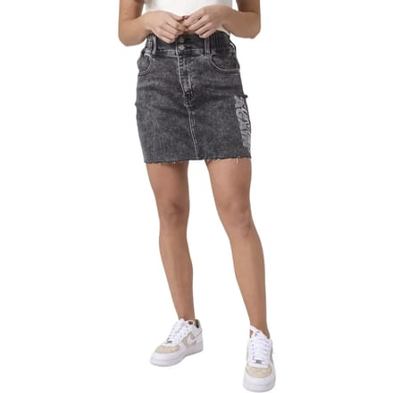 Denim rok met print op vrouwenzijde Project X Paris