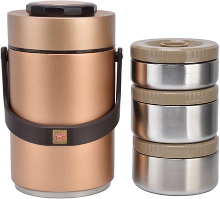 Vacuum Geïsoleerde Voedselcontainer 2.3L - RVS Lunchbox - Lekvrij & Veilig - Goud