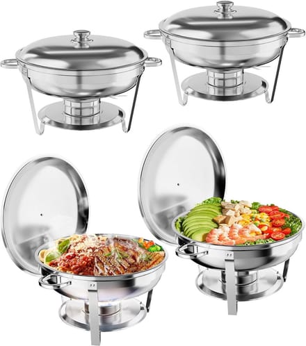 Chafing Dish Buffet Set 4 Stuks - Professionele Warmhoudpan Roestvrij Staal