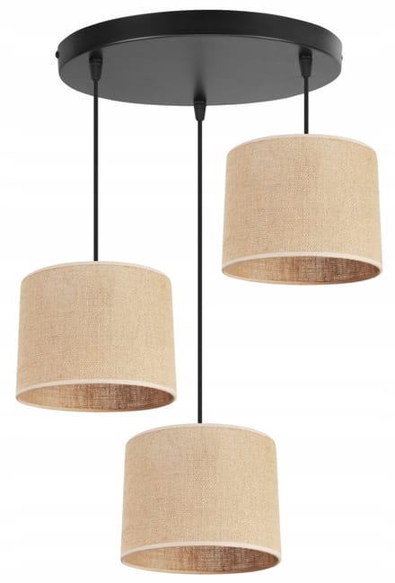 Light Home JUTA - Hanglamp 3-Lichts Ovaal - Stoffen Kap Ø20 cm - Beige - E27