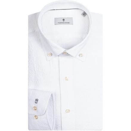 Thomas Maine Overhemd Torino Small Button-Down Structured Stretch Wit / male