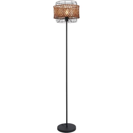 Vloerlamp GINA Metaal 151.0cm Matt zwart | Bamboe E27 1-Lichts