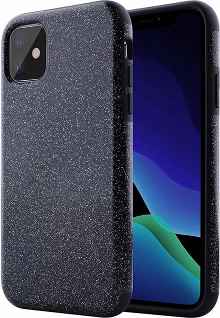 Ntech hoesje Geschikt voor iPhone 11 Pro Max Glitter TPU Back Hoesje - Zwart