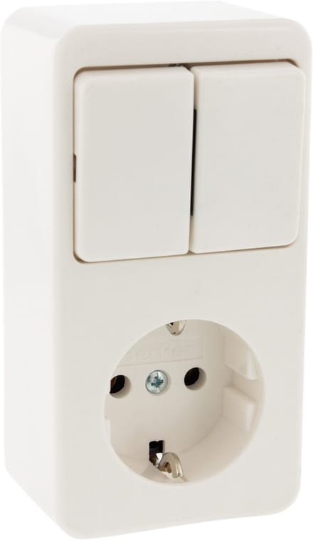 BERKER Opbouw combinatie wandcontactdoos (wcd) RA 1-voudig + serieschakelaar polarwit