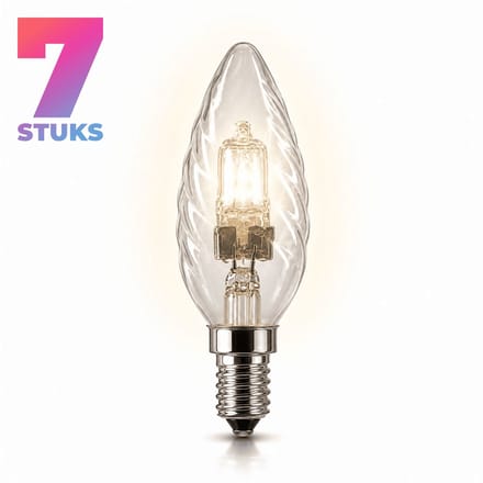 7x Kaarslamp Halogeenlamp E14 - 30W - Warm Wit Licht (2700K) - 407 lm - 2 jaar - Dimbaar