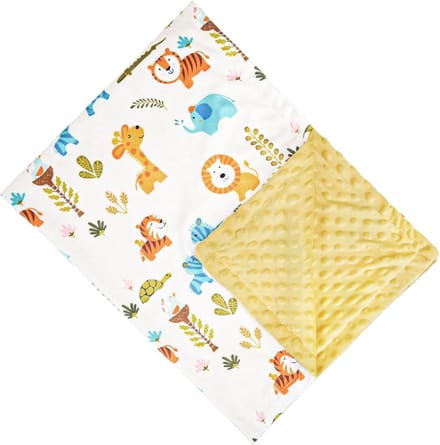 Kinder plaid - Zachte deken - Warm en knus - Honingraatstructuur - 75x100 cm - Leeuwenprint