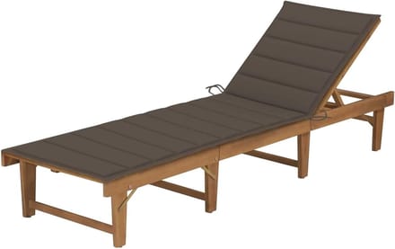 Inklapbare ligstoel - Tuinstoel kussen - Buiten ontspannen - Verstelbare rugleuning - 200 x 61 cm - Taupe