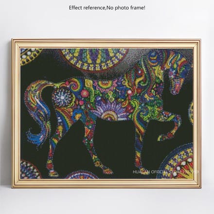 Image de broderie de diamant de cheval, mosaïque de strass, point de croix coloré 20X30CM gray