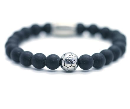 IbizaMen KIDS - Jongens - armband - onyx - voetbal - RVS - 8mm - 16cm