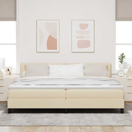 vidaXL - Boxspring - bed - met - hoofdeinde - Crème - 200 - x - 200 - cm - Stof