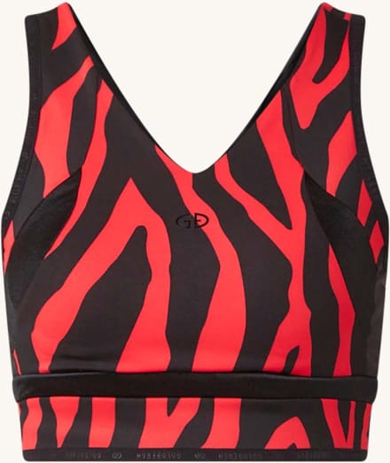 Goldbergh Talia sport bh met medium support en zebraprint - Rood/Zwart - Maat S