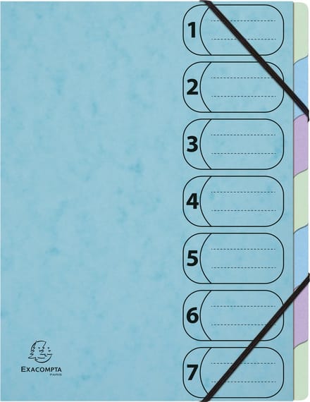 Exacompta 8x Harmonika sorteermap met elastieken 7 vakken Aquarel - A4 - Geassorteerd - 56560E