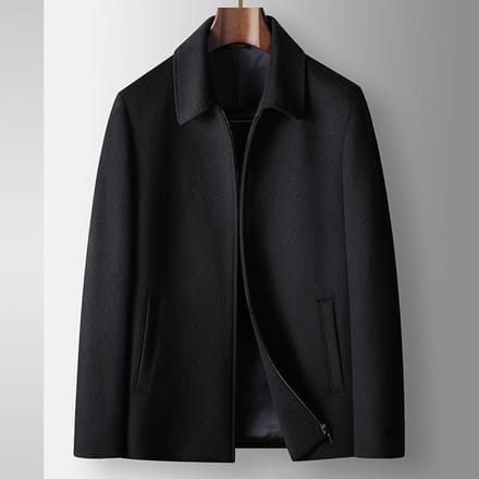 Herfst en Winter Wol Executive Revers Ritsversie Zakelijk Middelbare leeftijd Warm Jas 195 marineblauwe kleur