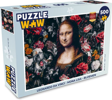 Puzzel Leonardo da Vinci - Mona Lisa - Bloemen - Legpuzzel - Puzzel 500 stukjes