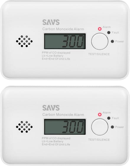 SAVS C10 Koolmonoxidemelder 2-pack - 10 jaar batterij - LCD display - 10 jaar Figaro® sensor - Voldoet aan Europese norm