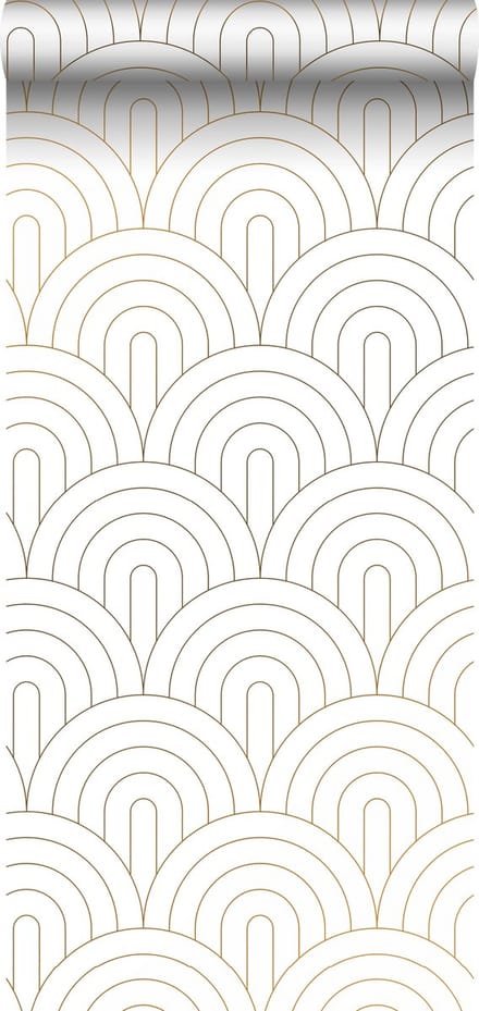 ESTAhome behang art deco bogen wit en goud - 53 cm x 10.05 m - 139215