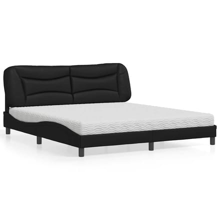 vidaXL - Bed - met - matras - "Hvar" - kunstleer - zwart - 180x200 - cm