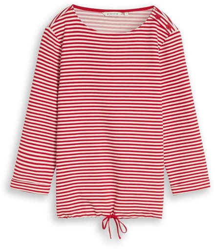 Tom Tailor - Shirt met lange mouwen en knoopdetails - Maat S - red offwhite regular stripe