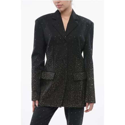 3-knoops BLING-blazer met Degradè-strass-steentjes in zwart