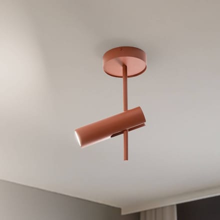 SIGMA Plafondspot Leda 1, baksteenrood, 1-lamp, hoogte 34 cm