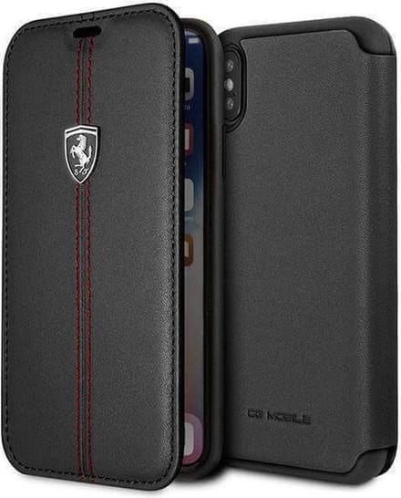 Ferrari Echt Lederen Book Hoesje Heritage Vertical Stripe voor iPhone X | XS