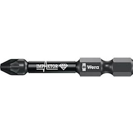 WERA Bit 855/4 IMP DC PZD2, L 50 mm, 1/4 inch E6.3, slagschroevendraaier met diamantcoating, voor slagschroevendraaiers, 5 stuks
