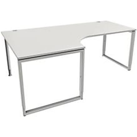 Schäfer Shop Genius MODENA FLEX hoekbureau, 90°, beugelvoet, bevestiging links, B 2000 mm, lichtgrijs