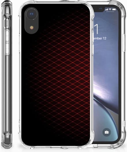 Apple iPhone Xr Doorzichtige Silicone Hoesje Geruit Rood