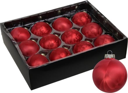Othmar Decorations Luxe kleine kerstballen - 12x st - 6 cm - rood - glas - ice finish