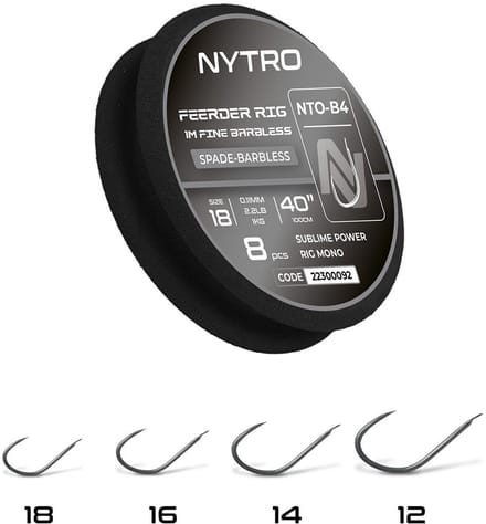 Nytro Ready Tied Rigs Feeder Rig Fine 1.00m Spade-Barbless (8 pcs) - Maat : Haak 18 - 0.11mm