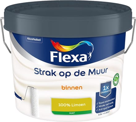 Flexa - Strak Op De Muur Binnen Mat - 100% Limoen - Mengverf - 2,5 L