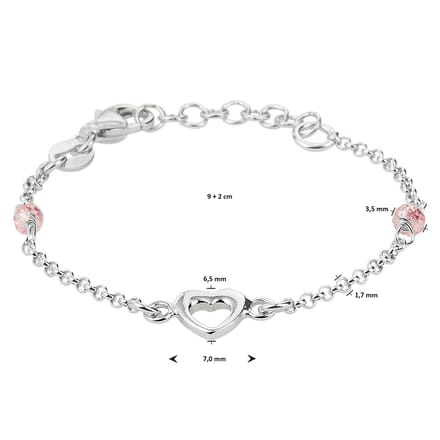armband hart zilver gerhodineerd