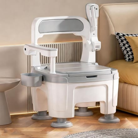 Draagbare Toiletstoel - Bedcommode Senioren - Veilige Zelfstandigheid - Verstelbare Handgrepen - Tot 400 kg - Wit