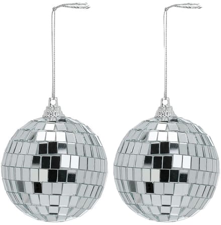 Inge Christmas Decor Disco kerstbal - 2x - zilver - D7 cm - glas/foam - discobal/discobol - kerstversiering