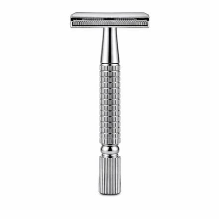 INTER-ESQUE - Rafety Razor + Scheermesjes - Veiligheidsscheermes - Inclusief 5 Mesjes - Double Edge - Vrouwen & Mannen - Zilver