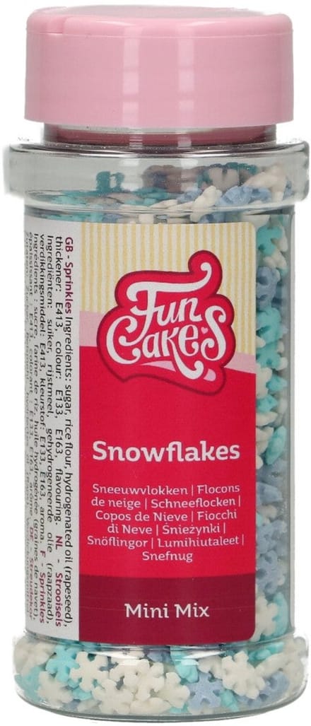 FunCakes Suikerdecoraties - Mini Sneeuwvlokken Mix - 50g - Eetbare Taartdecoratie