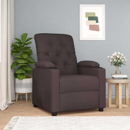 vidaXL Fauteuil verstelbaar stof donkerbruin