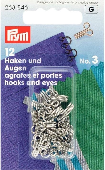 Prym Haken en ogen Messing Zilverkleurig No. 3