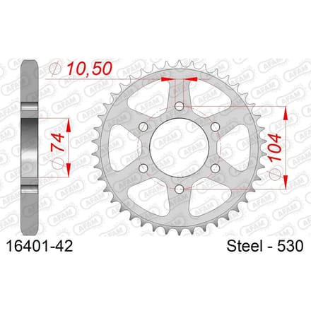 Stalen tandwiel Afam 530 42 dents