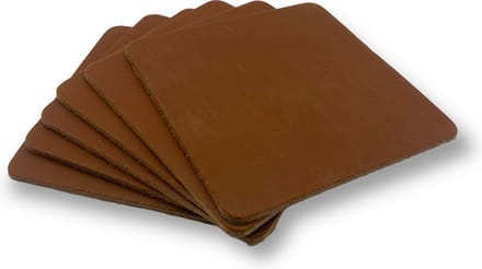 Onderzetters leer cognac - set van 6 stuks