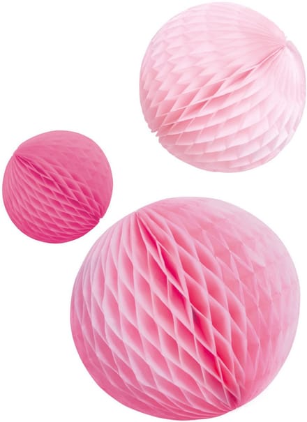 Amscan Feestdecoratie Honeycombs 14/18/22 Cm Roze 3 Stuks