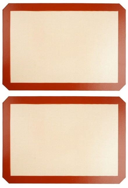 Dailygoods- Bakmat Set van 2 - Silicone Antislip Bakmatten - Hittebestendig - Herbruikbaar - 40 cm x 30 cm - Rood/Geel - Bakplaat