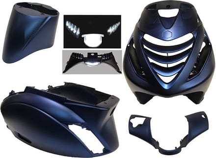 Kappenset Piaggio Zip 2000 BMW M45 Blue met SP voorscherm + Ledverlichting 6 delig