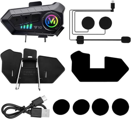 White-Label® Motorhelm Headset - Intercom - Bluetooth -Zwart
