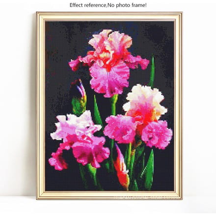 Peinture diamant 5D à faire soi-même, broderie complète de fleurs rondes, image en strass 20X30 black