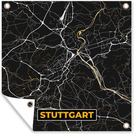 Tuindoek Stuttgart - Goud - Plattegrond - Kaart - Stadskaart - Duitsland - 100x100 cm