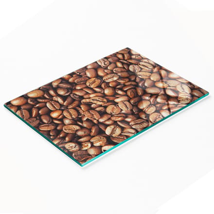 Keukenplank van gehard glas met decoratieve koffieboonafbeeldingen, 80x52 cm