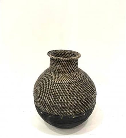 Vase rattan/wood L H48cm