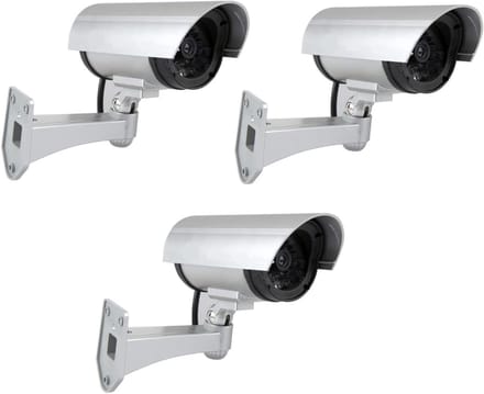 Nep Bewakingscamera's - Dummy Camera's - Huis Beveiligen - Knipperend LED - 3 stuks - Grijs